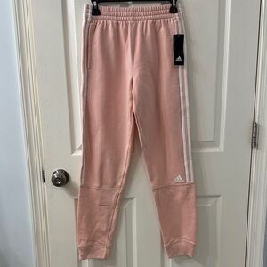 Adidas NWT Big Girl’s Kids Light Pink and White Sweatpants. Size XL